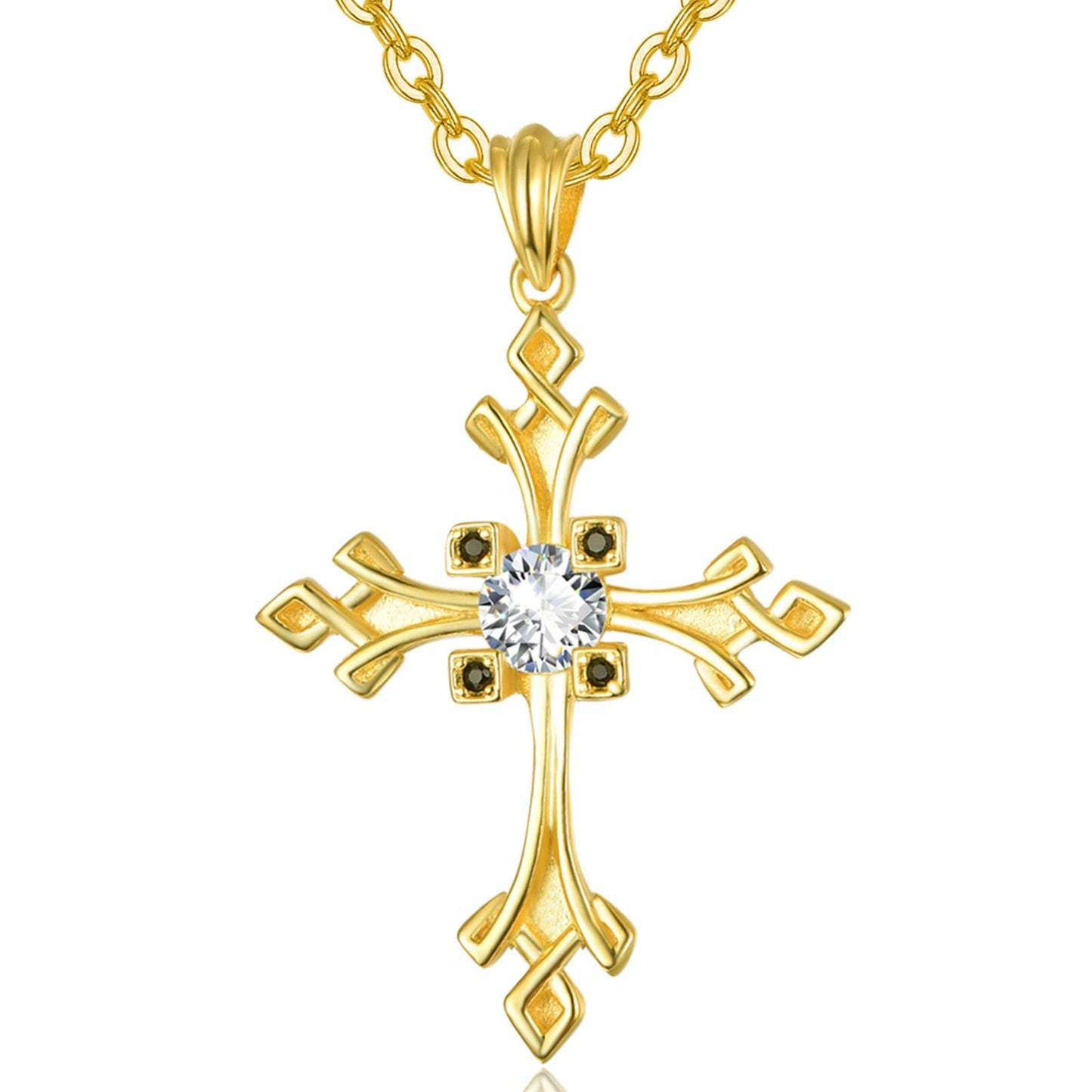 Dreamboat Sterling Silver Cross Necklace for Womens Gold Plated Cross Pendant Crucifix Necklace Faith Christian Jewelry Confirmation Religious Gifts Mother