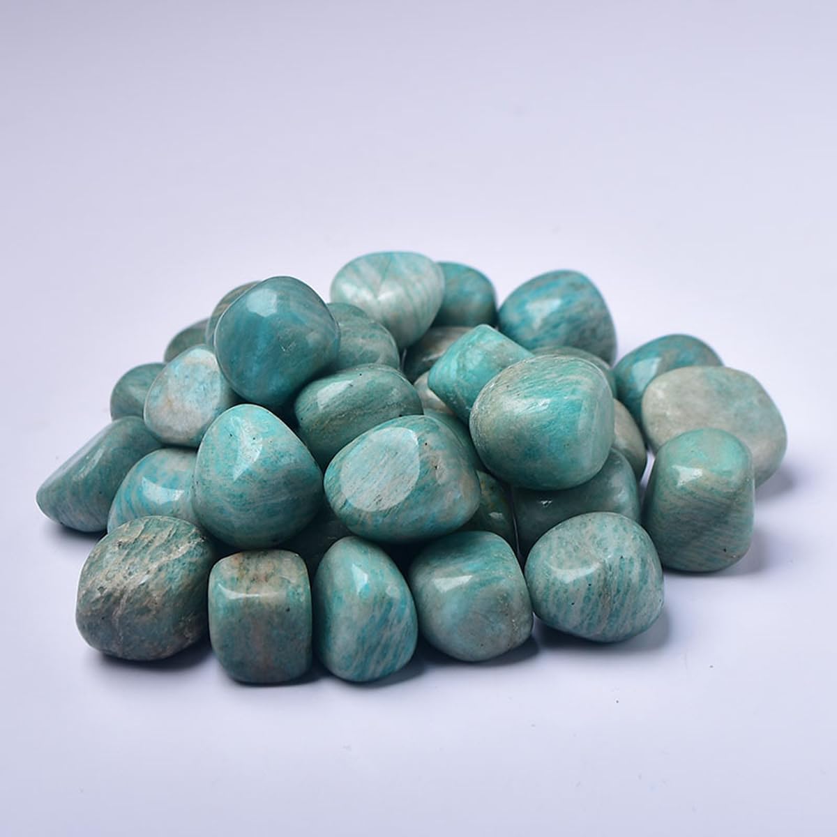 Erliway Amazonite Healing Crystal Stones, 1.25-2.0" Large Reiki Healing Gemstones Natural Tumbled Polished Stones for Energy Witchcraft Therapy Meditation