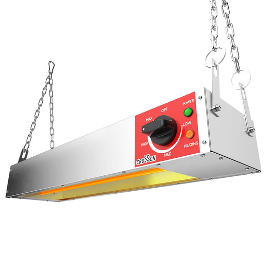CROSSON Electric Food Heat Lamp 24 Inch Commercial Food Warmer Strip Heater with German EGO Thermostat,Dual Installation Options for Buffets & Parties,500W