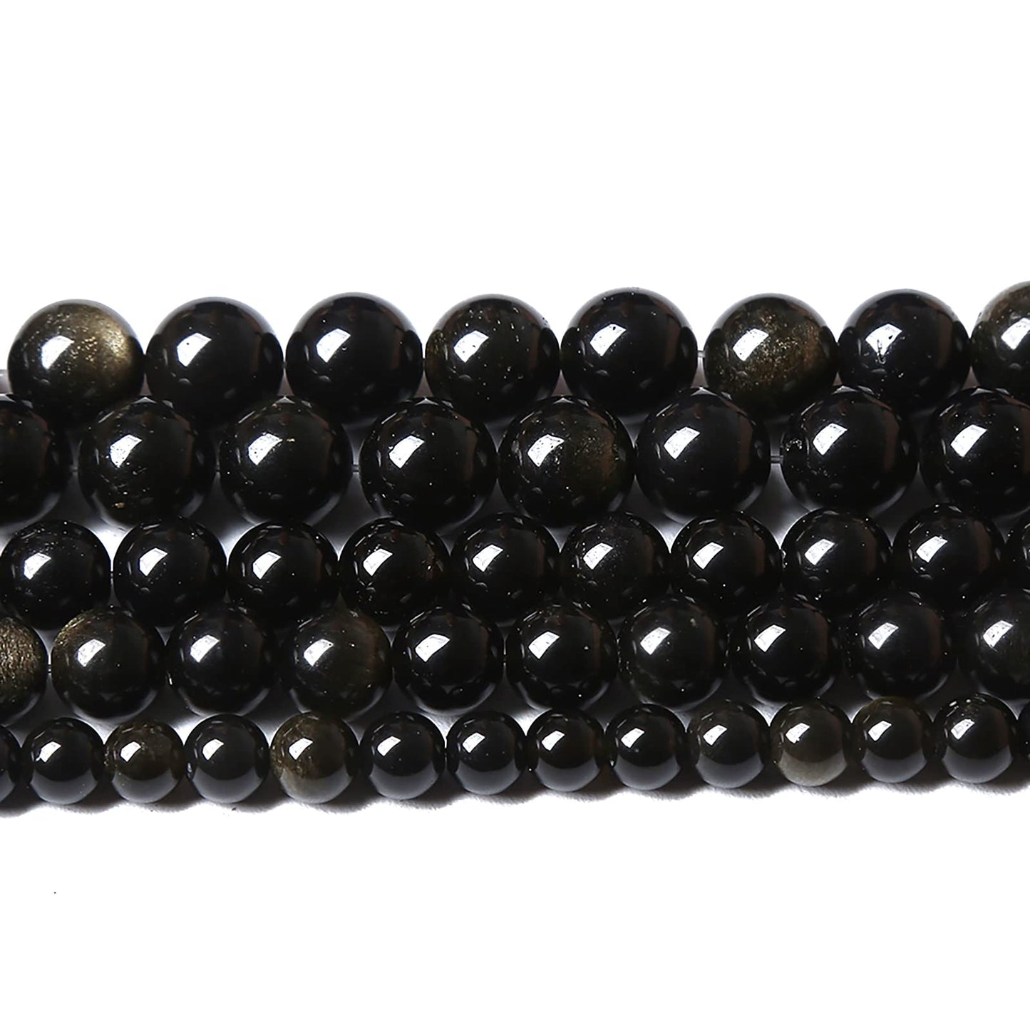 AAA Natural Gold Obsidian Gemstone Beads Energy Healing Power Stones Round Loose Beads for Jewelry Making, DIY Bracelet Necklace 8mm 46pcs
