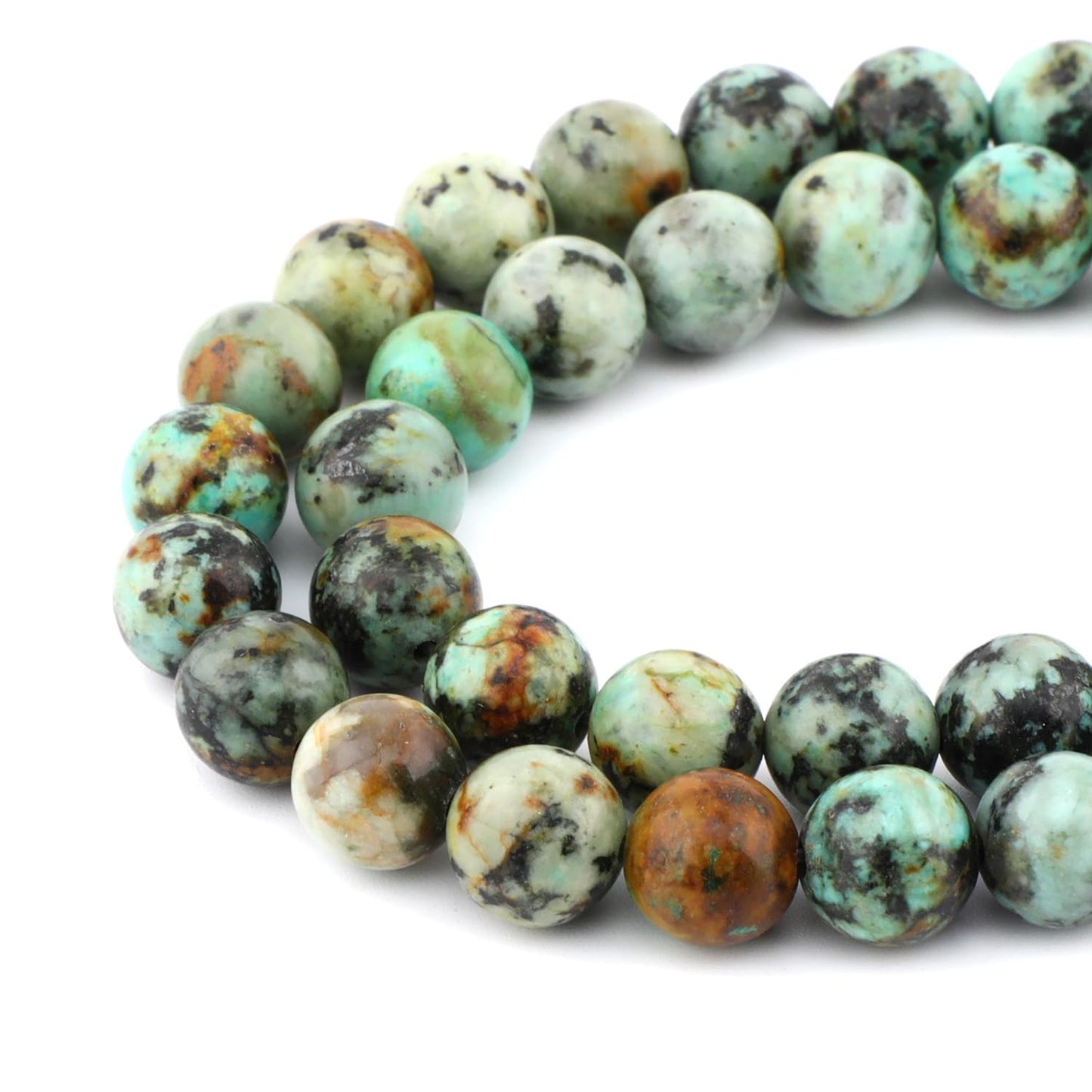 Bymitel 90 pcs Natural Genuine Real Round Loose Stone Beads Gemstone Spacers for Charm DIY Jewelry Making 15.5" per Strand 4mm (African Turquoise, 4mm)