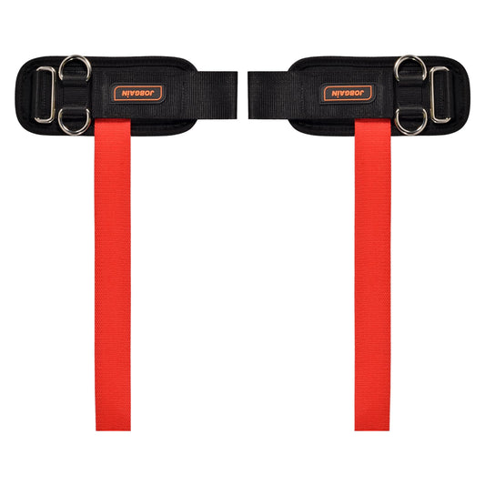 JOBGAIN 1 Pair Weight Lifting Straps with D Rings for Cable Machine Workout, Neoprene Padded Wrist Straps for Weightlifting Deadlifting, Non-Slip Wrist Support for Men Women, Red