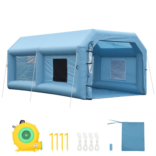 Inflatable Paint Booth 20x13x9Ft with 750w Blower, Portable Spray Paint Tent for Cars, Auto Parts, Home DIY- Durable Oxford Fabric