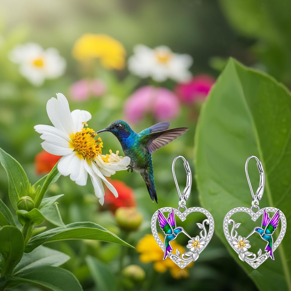 Hummingbird Earrings for Women Sterling Silver Hummingbird Earrings Dangle Jewelry Gifts Memorial Birthday Gifts