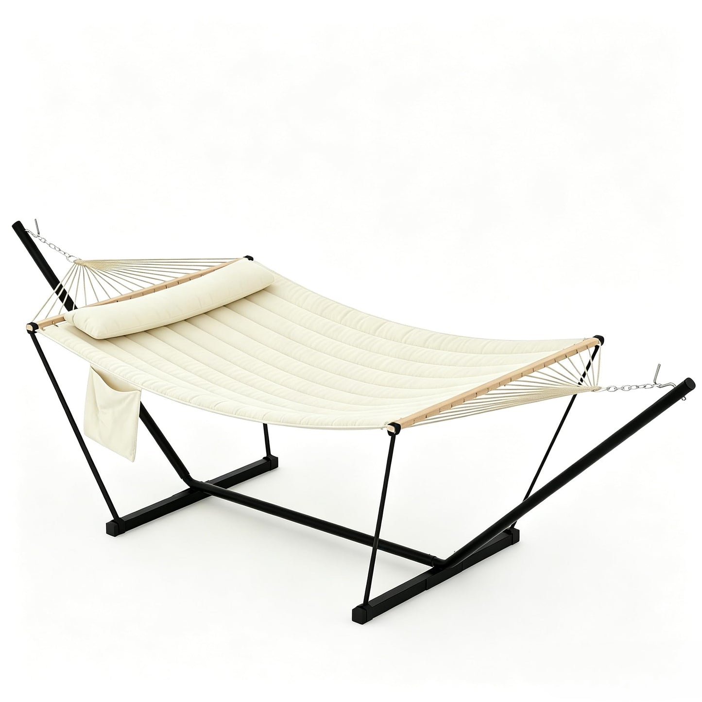 Garvee Double Hammock with Stand for Outdoor, Heavy Duty Portable 2 Person Hammock with Adjustable Steel Stand for Patio, Garden, Beach, Backyard