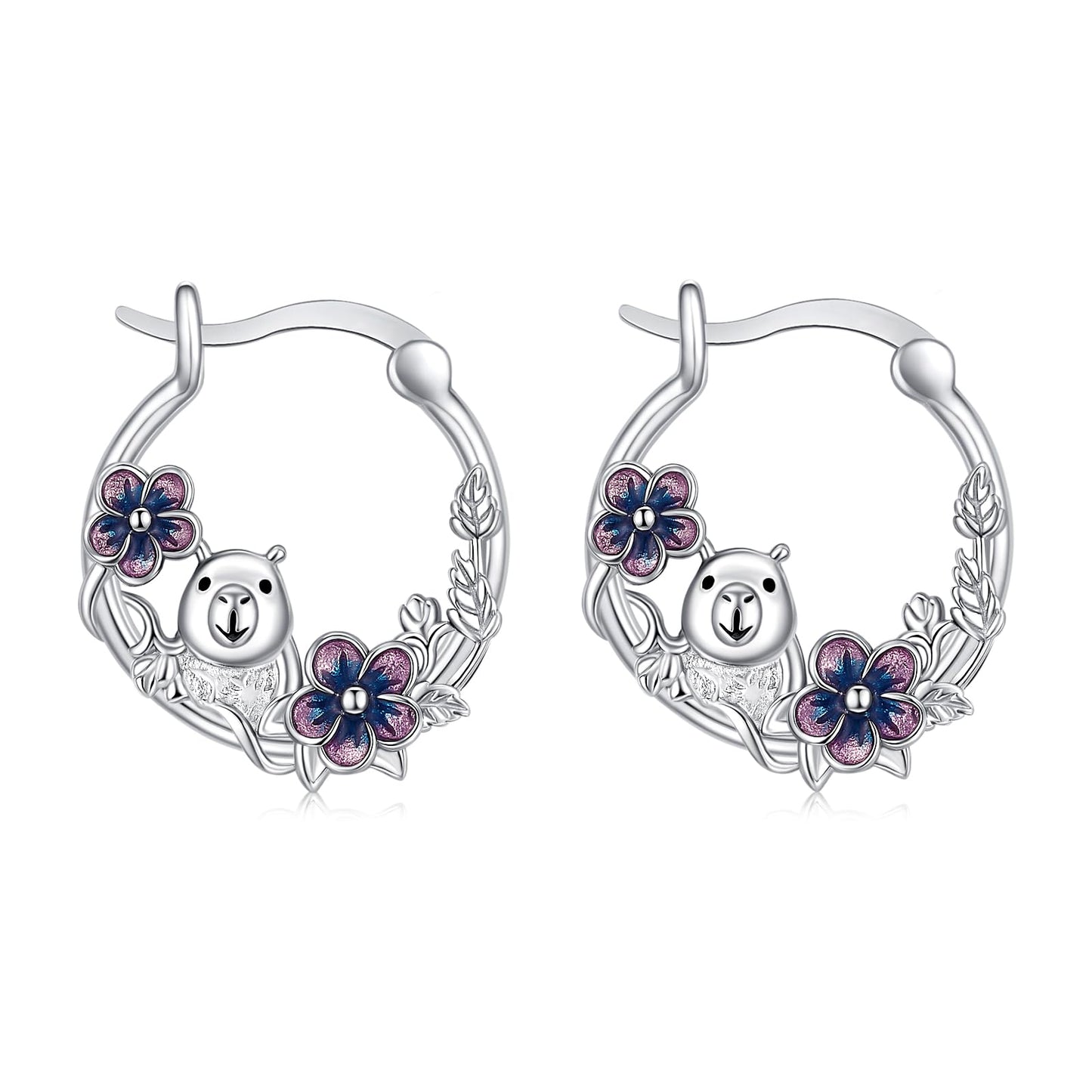 Guinea Pig Earrings 925 Sterling Silver Cute Hamster Huggie Hoop Earrings Jewelry Guinea Pig Graduation Gifts for Women Daughter Her