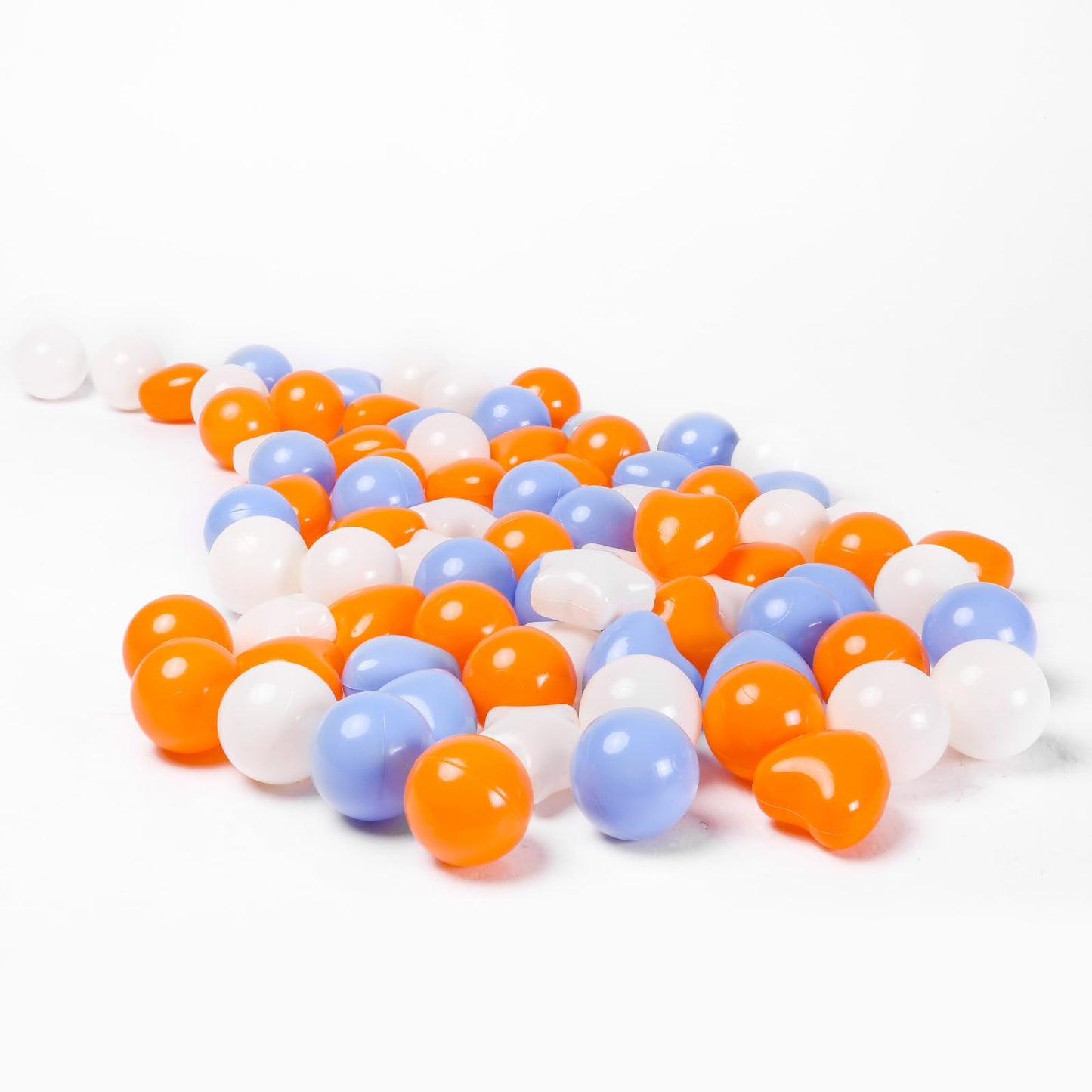 TRENDPLAY Ball Pit Balls Star and Heart Shapes for Toddlers - 200 Count Plastic Balls for Ball Pit Fun and Play (Beige Orange Blue)
