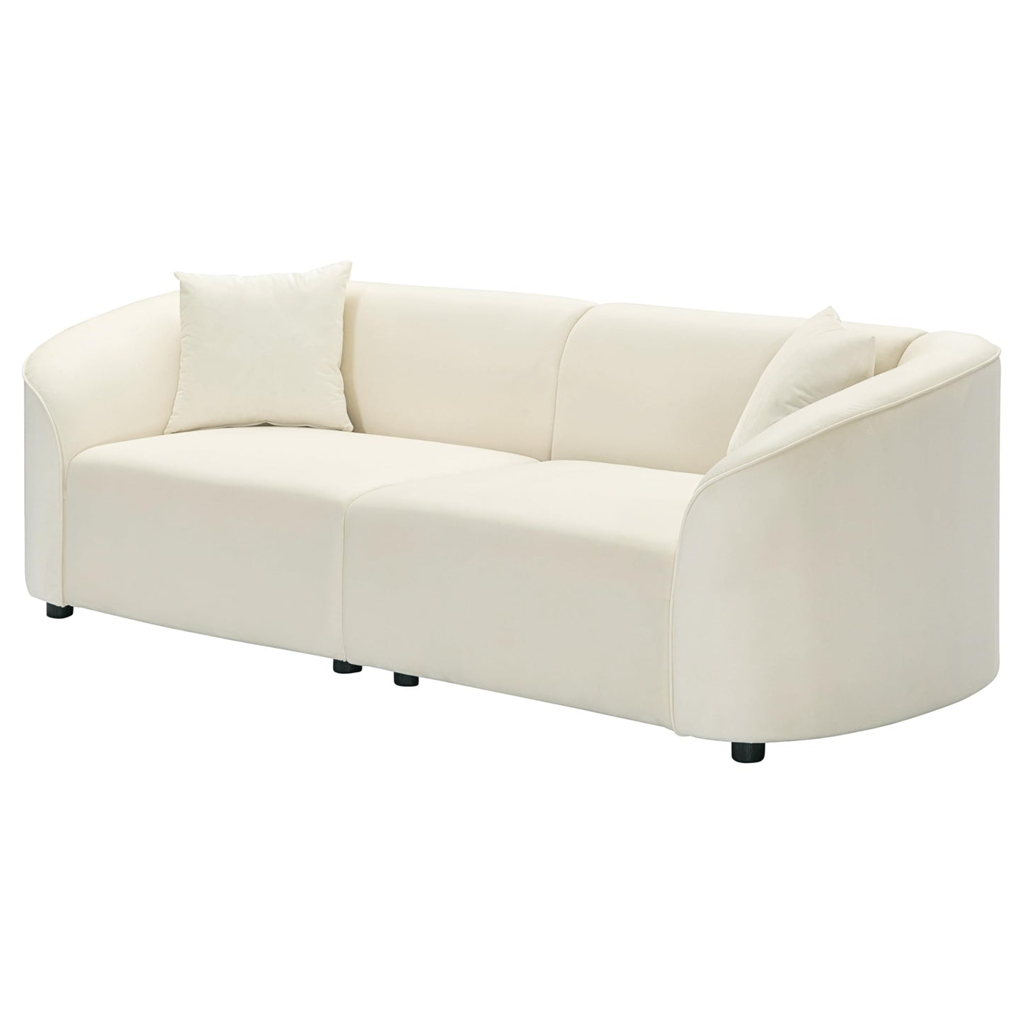 Christopher Knight Home 87.50" Velvet Curved Oversized 2 Seater Sofa, Upholstered Couch Chair, Soft Seating Lounge Sofa, Cozy Loveseat with Armrest, Reading Loveseat for Living Room, Home Rest, Cream