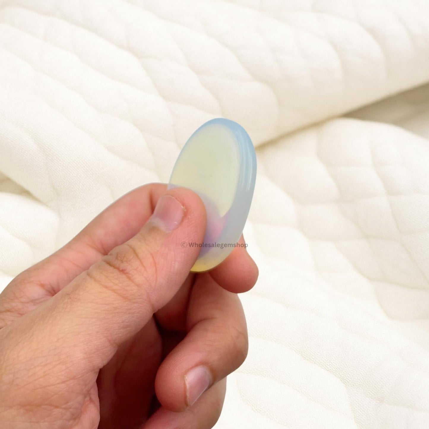 GEMSCITE Opalite Thumb Worry Stones Metaphysical Gemstone Crystal Healing Reiki Men Women Gift FENG Shui Positive Energy Love Wellness Palm Stones Wicca Powerful
