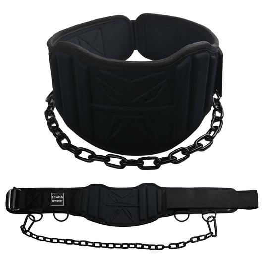 2-in-1 Weightlifting Belt & Dip Belt with 41 IN Steel Chain for Pull Up,Added Weight Training (Black, XL(40"-43"))