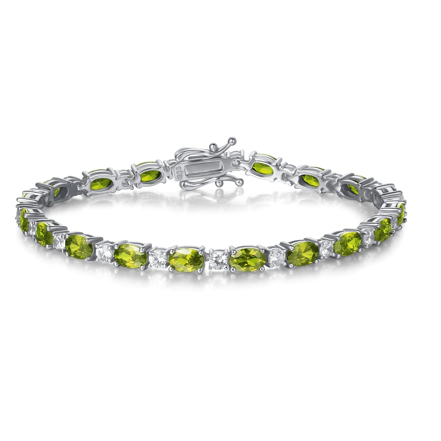 FANCIME Sterling Silver Created Peridot Tennis Bracelet August Birthstone Bracelets Charm Fine Jewelry for Women 7 inches