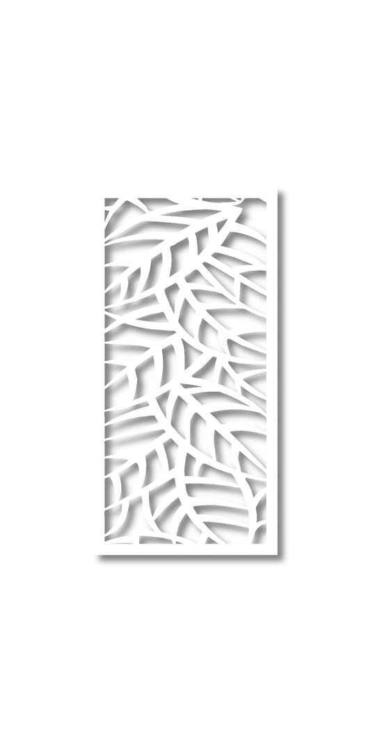 VIMA (Leaf Veins) Decorative Wall Art Panel - 48" L x 24" W x 3/8" H, White Color PVC Board Panel with Private Screen Fence Design for Home Renovation & Wall Décor