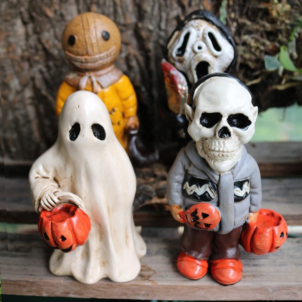 Horror Movie Garden Statue, 10pcs Horror Movie Garden Gnomes Killer Set, Nightmare on Elm Street Murderers Michael Myers Freddy Jason Halloween Zombie Gnome Resin Figurines for Halloween Decor