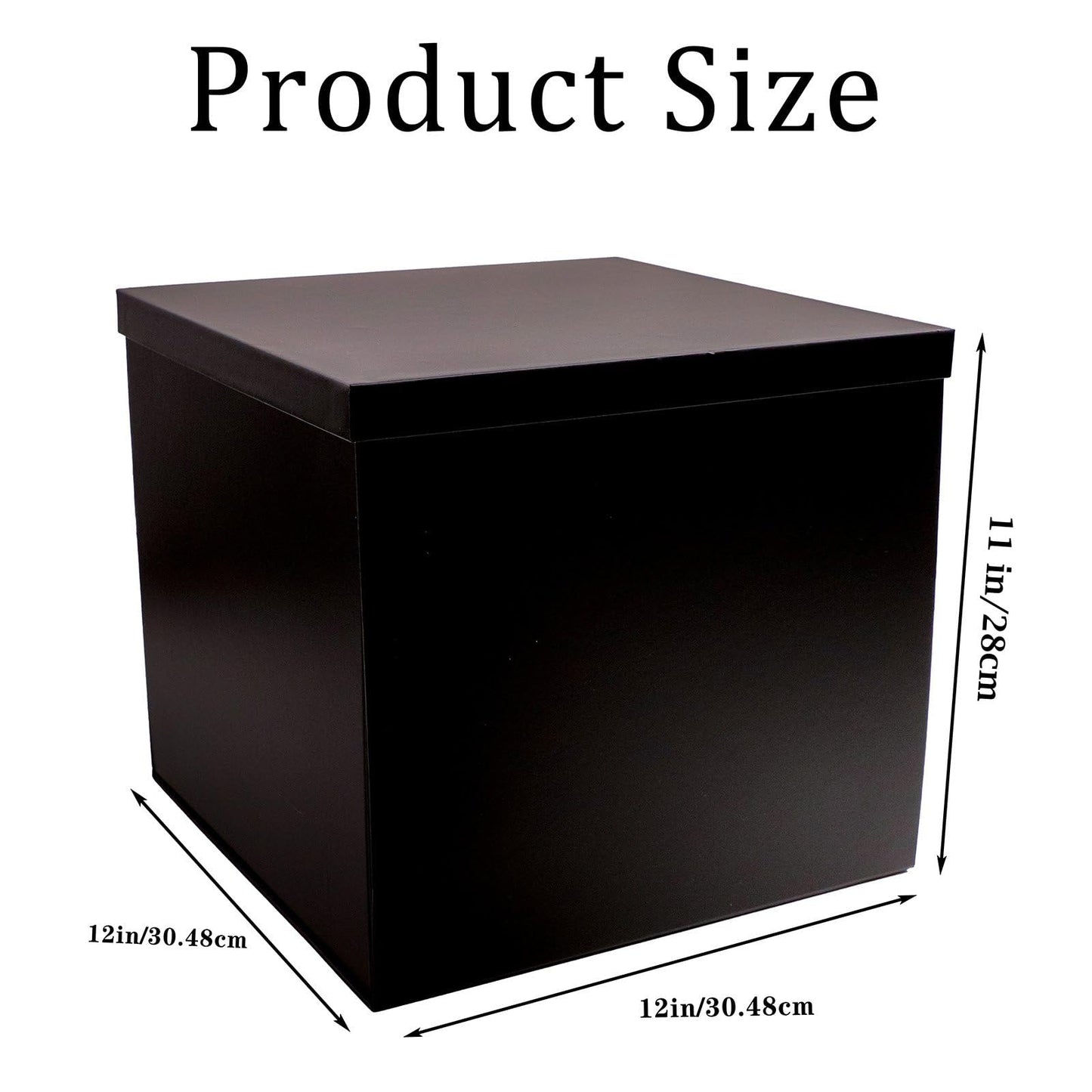 UoeRing Matte Black Large Gift Box 1Pcs 12x12x11 Inch,Gift Box with Lid for Presents Birthdays,Christmas Valentine's Day,Mother's Day, with Ribbon Card Envelope Shredded Paper Fill