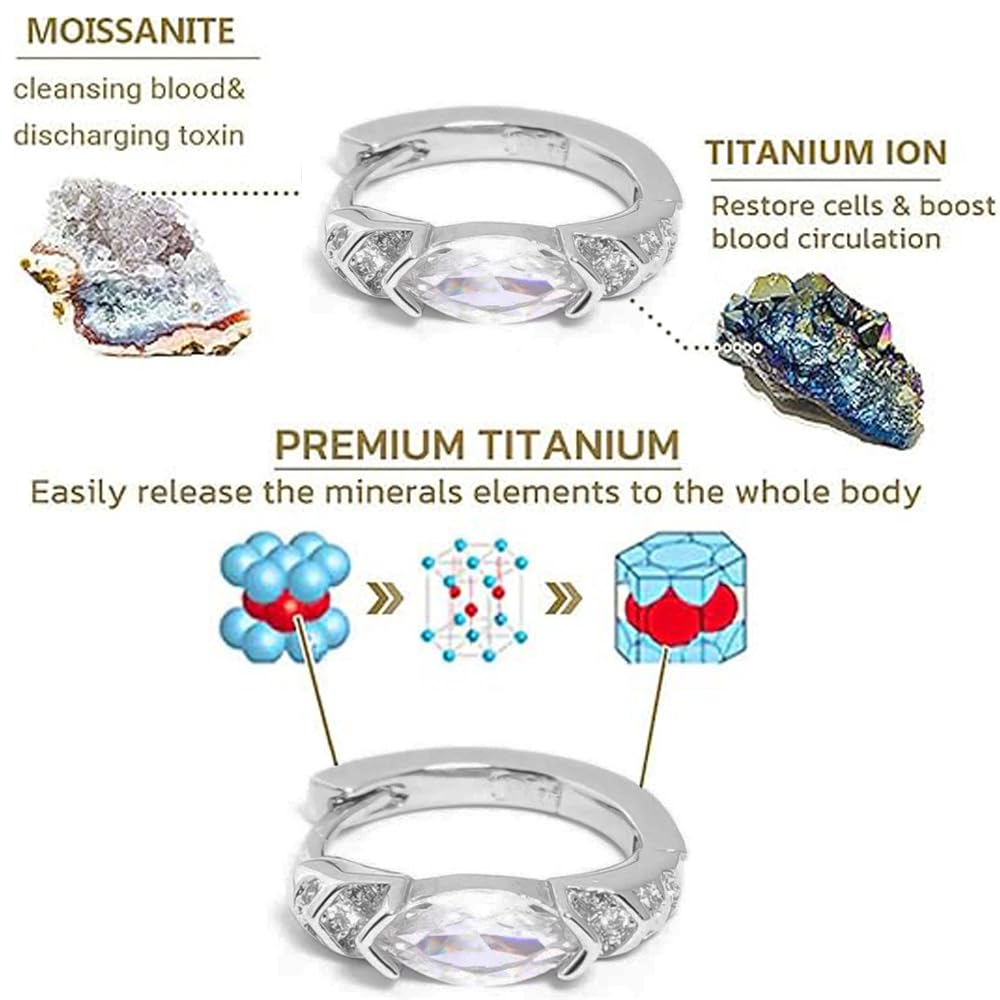 Lymphatic Drainage Slimming Hoop Earrings, Titanium Ion Lymphvity Germanium Earring Acupuncture Therapy Hoop Moissanite Earrings Jewelry for Women Men (silver+rose gold+black)