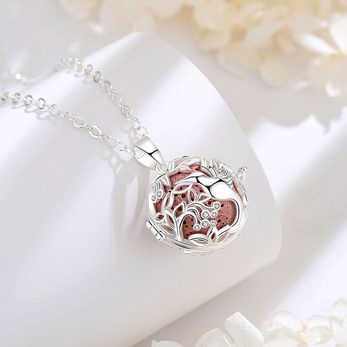 INFUSEU Aromatherapy Necklace Hummingbird Gifts for Women Essential Oil Diffuser Jewelry Lava Rock Stone Pendant Unique Aroma Perfume Spiritual Items for Meditation Yoga