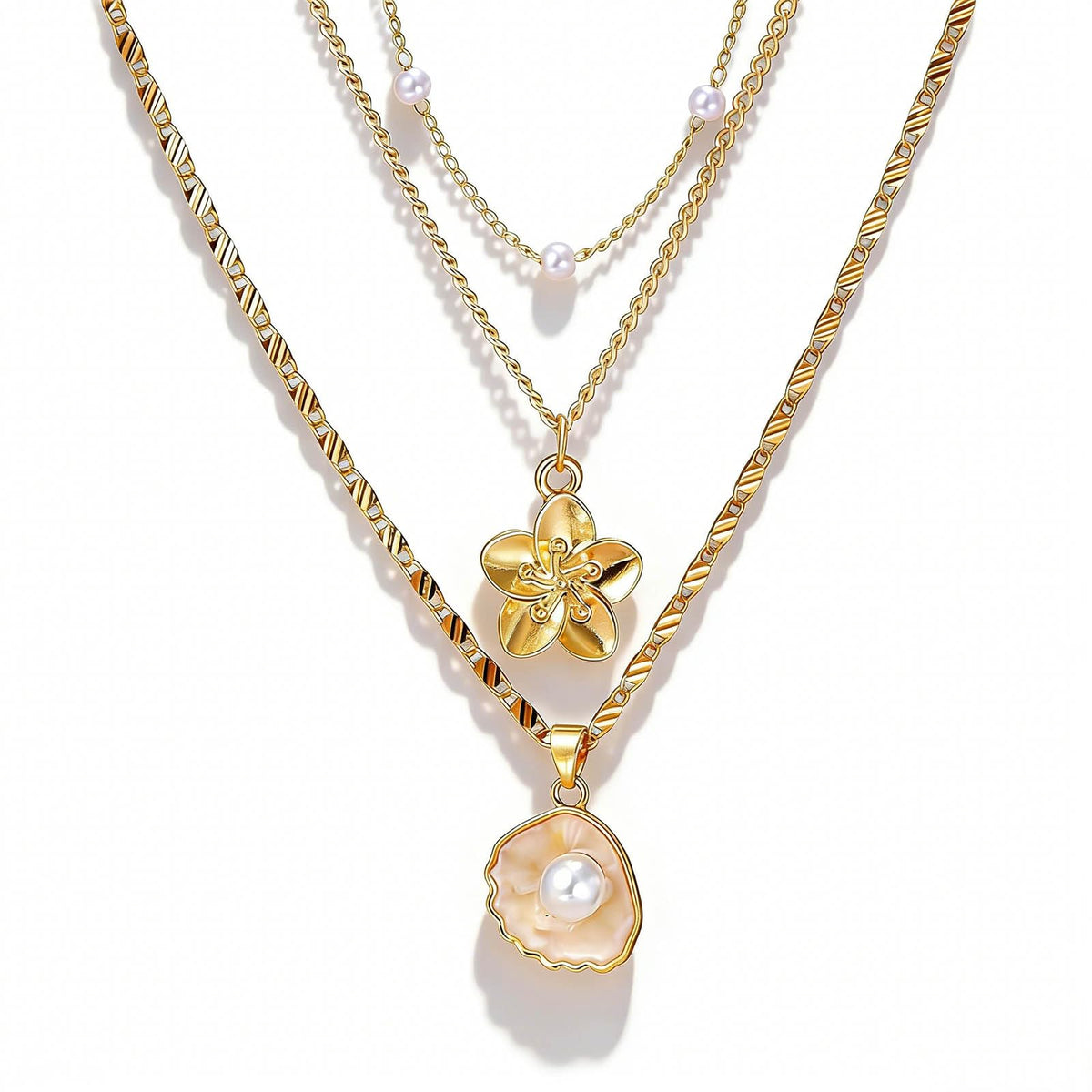 Charm Pearl Shell Necklaces for Women, Dainty Choker Necklace, Seashell Pearl Necklaces, Fashion Summer Cute Beach Jewelry Set Gifts for Women