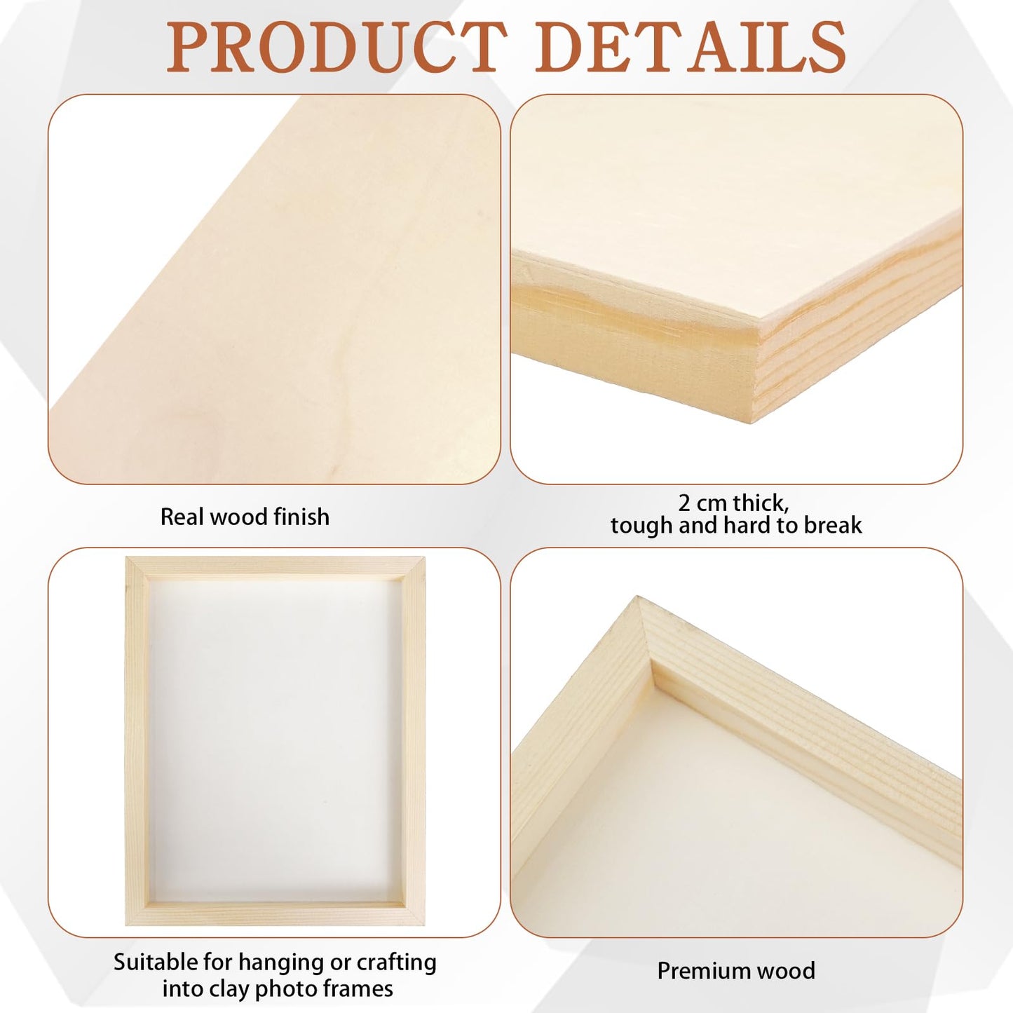 CONEHOY 12 Pcs Wood Panels 8 x 10 inch Unfinished Wooden Canvas Board for Painting Arts Pouring Oils Acrylics