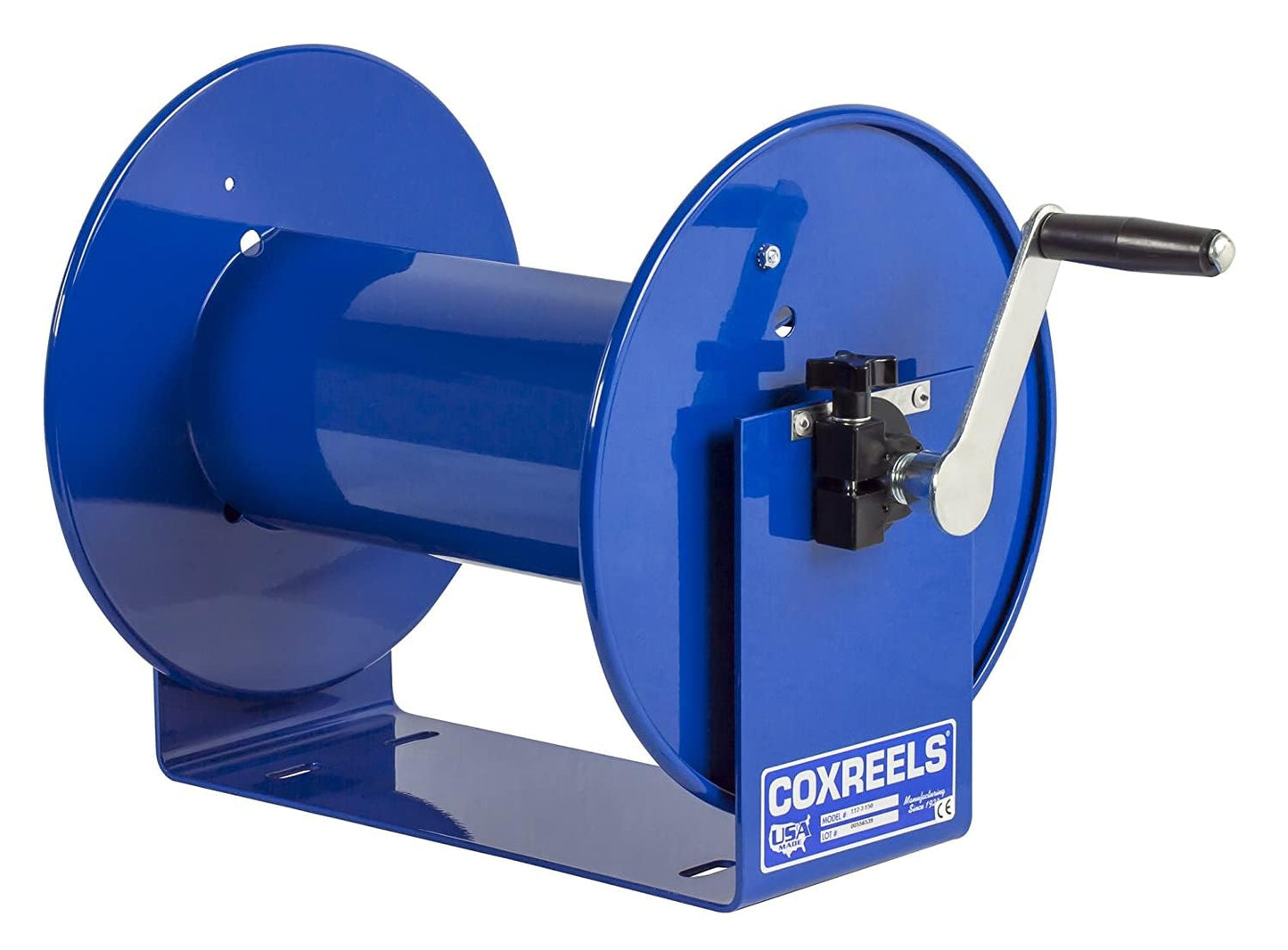 Coxreels 112-4-75 Compact Manual Crank Steel Hose Reel - 4,000 PSI - Holds ½” x 75' Length Hose - Perfect for Air Compressor, Garden, Pressure Washer, Electric Hoses (Hose Not Included) Made in USA