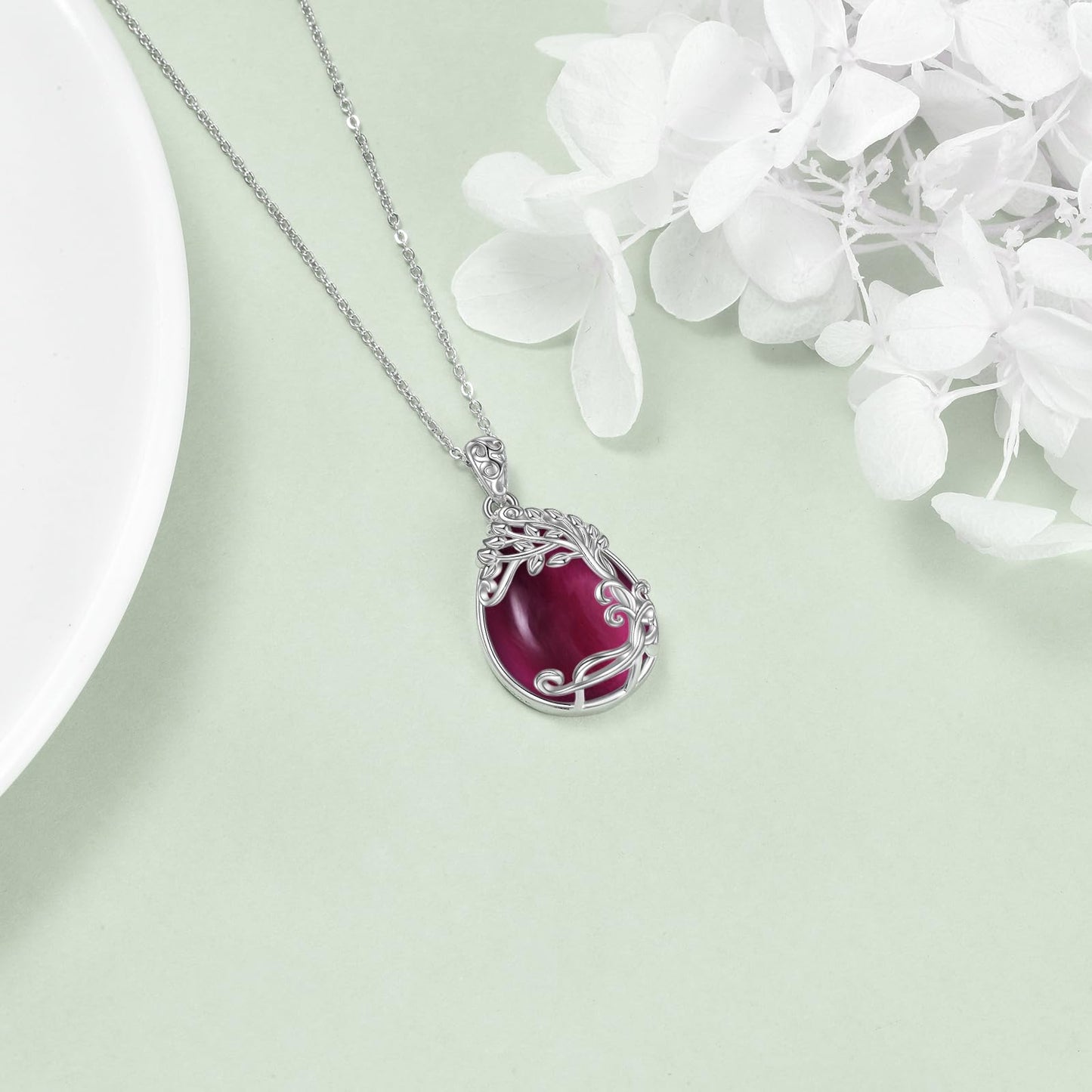 YAFEINI Amethyst Necklace Sterling Silver Tree of Life Pendant Necklace Purple February Birthstone Jewelry Gifts for Women (NN-Tree of Life Amethyst Necklace)