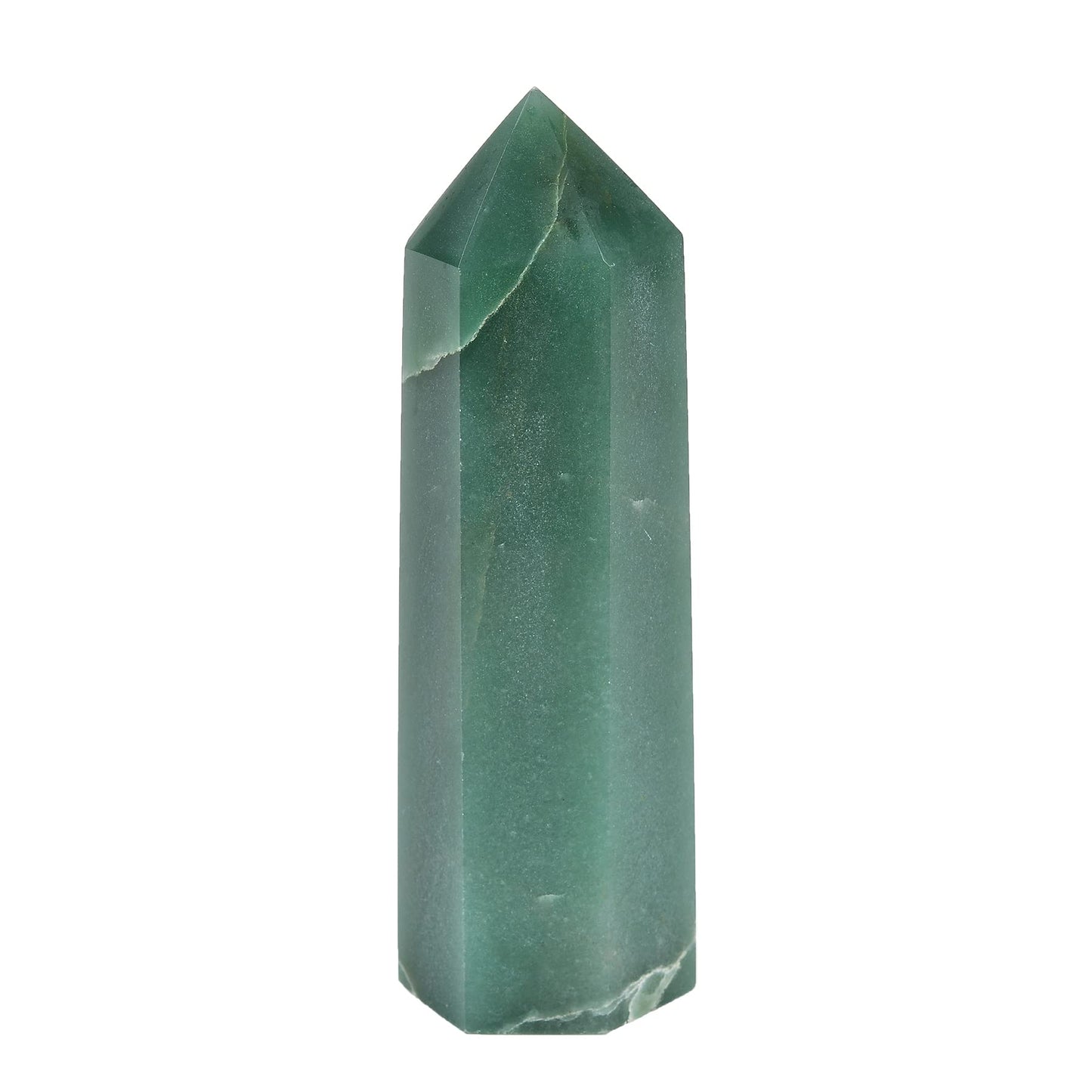 AMOYSTONE 1PC Green Aventurine Wand Natural Healing Crystal Hexagonal Column 6 Faceted Small Green Stone Tower Reiki Yoga 0.6-1.1 Lbs