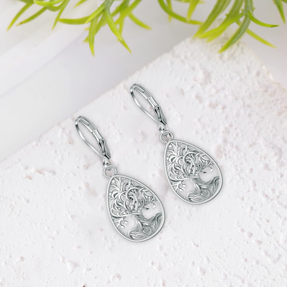TALYKONG Tree of Life Earings for Women Celtic Tree of Life Leverback Dangle Earrings Jewelry for Women