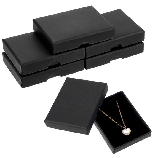 5 Pcs Small Jewelry Gift Boxes Cardboard Black Small Gift Boxes With Lids For Presents 2.75x3.54x0.63in Cotton Filled Empty Square Pendent Storage Case For Necklace Bracelet Earring Birthday Wedding