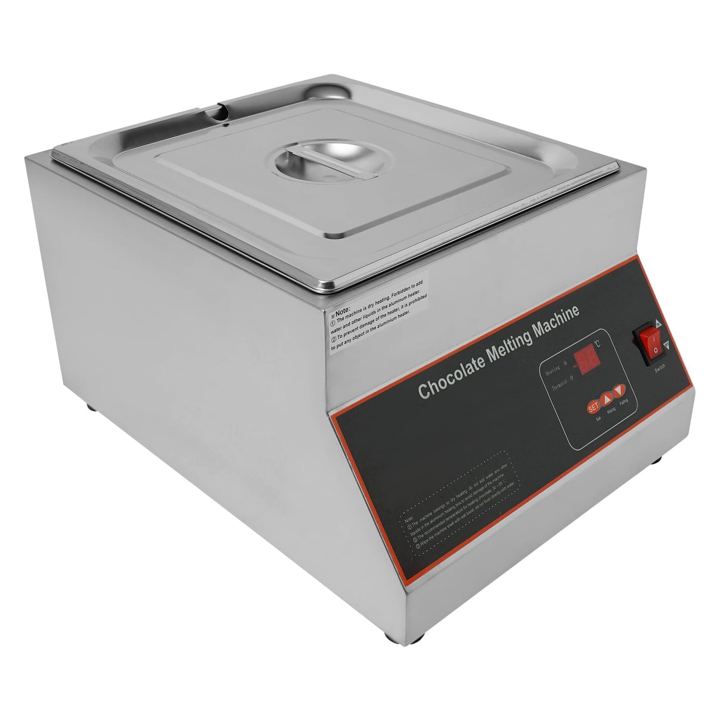 Professional Commercial Chocolate Tempering Machine 26.46 Lbs Single Tank Chocolate Melting Pot with Digital Temp Control 32~203°F, 110V 500W Electric Stainless Steel Chocolate Melter Food Warmer