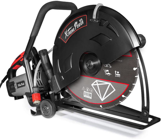 XtremepowerUS 3200W Electric 16" Concrete Cut Off Saw Wet/Dry Circular Saw Disc Cutter Guide Roller Masonry Brick Build-In Water Line with Blade