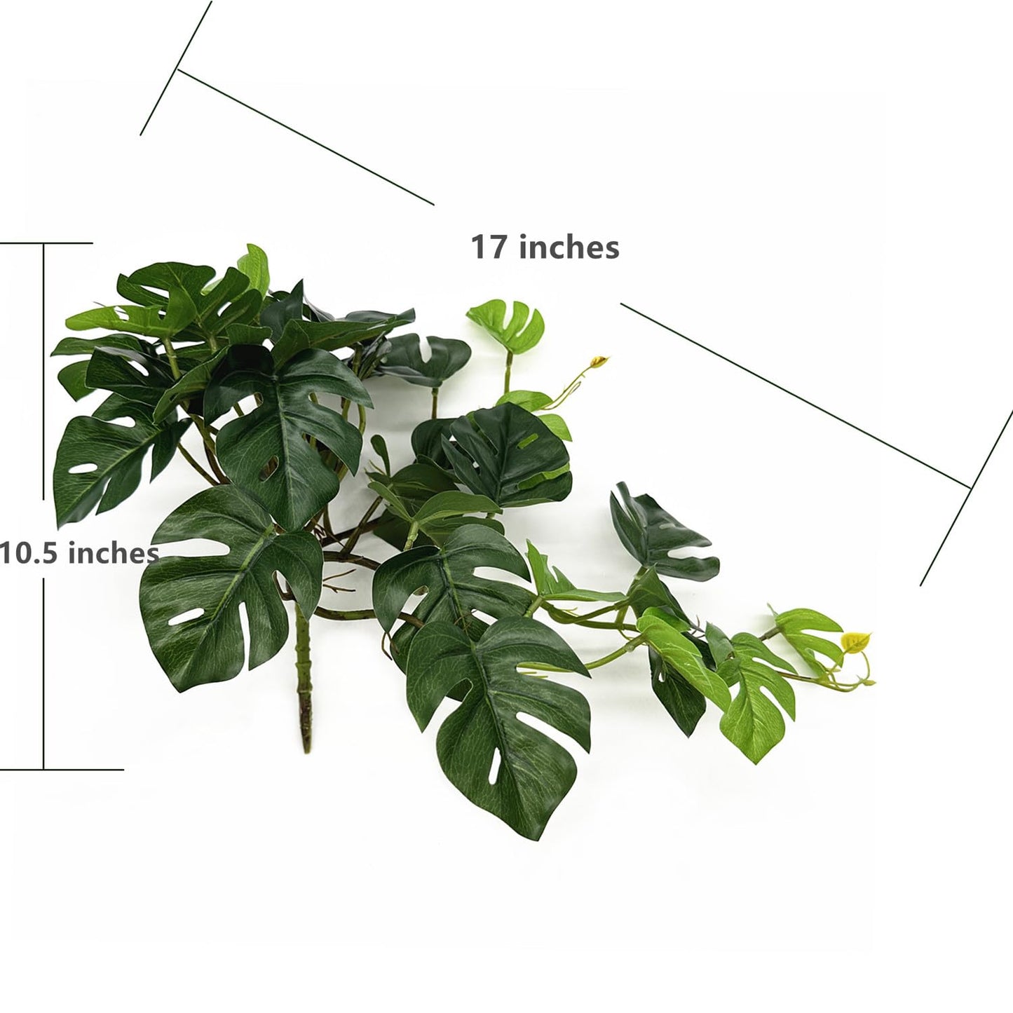 Artificial Monstera Fake Potted Plants Small Palm Hanging Vine Fake Tropical Plant Ivy Faux Greenery for Home Decor Indoor Outdoor Garden Pot Shelf Living Room Office Party DIY Decoration Green 2 Pack