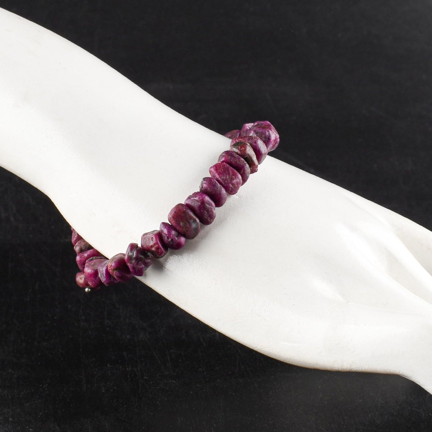 InfinityGemsArt Raw Ruby Bracelets For Women, July Birthstone Jewelry, Natural Gemstones Rough Dainty Bracelet Energy Crystals Rhodium Plated 925 Sterling Silver Chain 8 inch