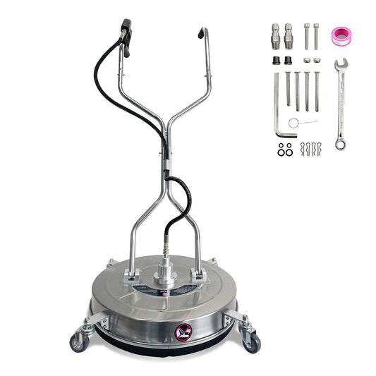 30'' Pressure Washer Surface Cleaner with 4 Wheels, 5200PSI Stainless Steel Dual Handle Surface Cleaner, Power Washer Surface Cleaner for Concrete, Driveways, Sidewalks,Patios,Decks Cleaning
