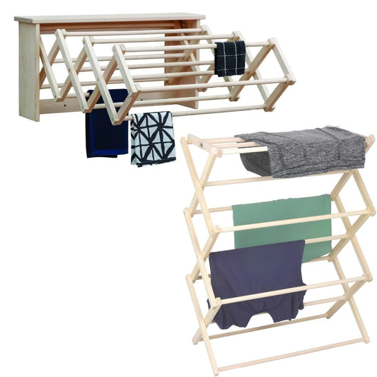 Pennsylvania Woodworks Premium American Maple Clothes Drying Rack - Extra Large Wall Clothes Drying Rack, Collapses to 35" x 20" x 8", Handcrafted in Pennsylvania