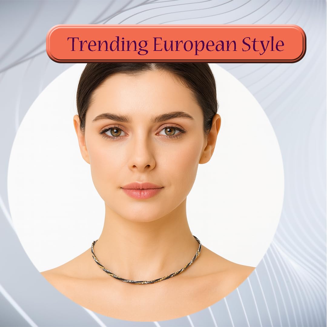 Celestara Jewelry, 925 Sterling Silver Chain, Italian-Made Jewelry Set with Gold Tone Accent (Luxurious Leather Gift Box Included) (Necklace Only, No Bracelet)