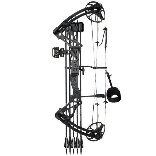 MOTION ZEUS Lightweight Compound Bow Package Fully Adjustable for Adults and Teens,23.5"-31" Draw Length,0-70LBS Draw Weight,Up to 320 FPS,Limbs Made in USA,Hunting Bow Archery Set