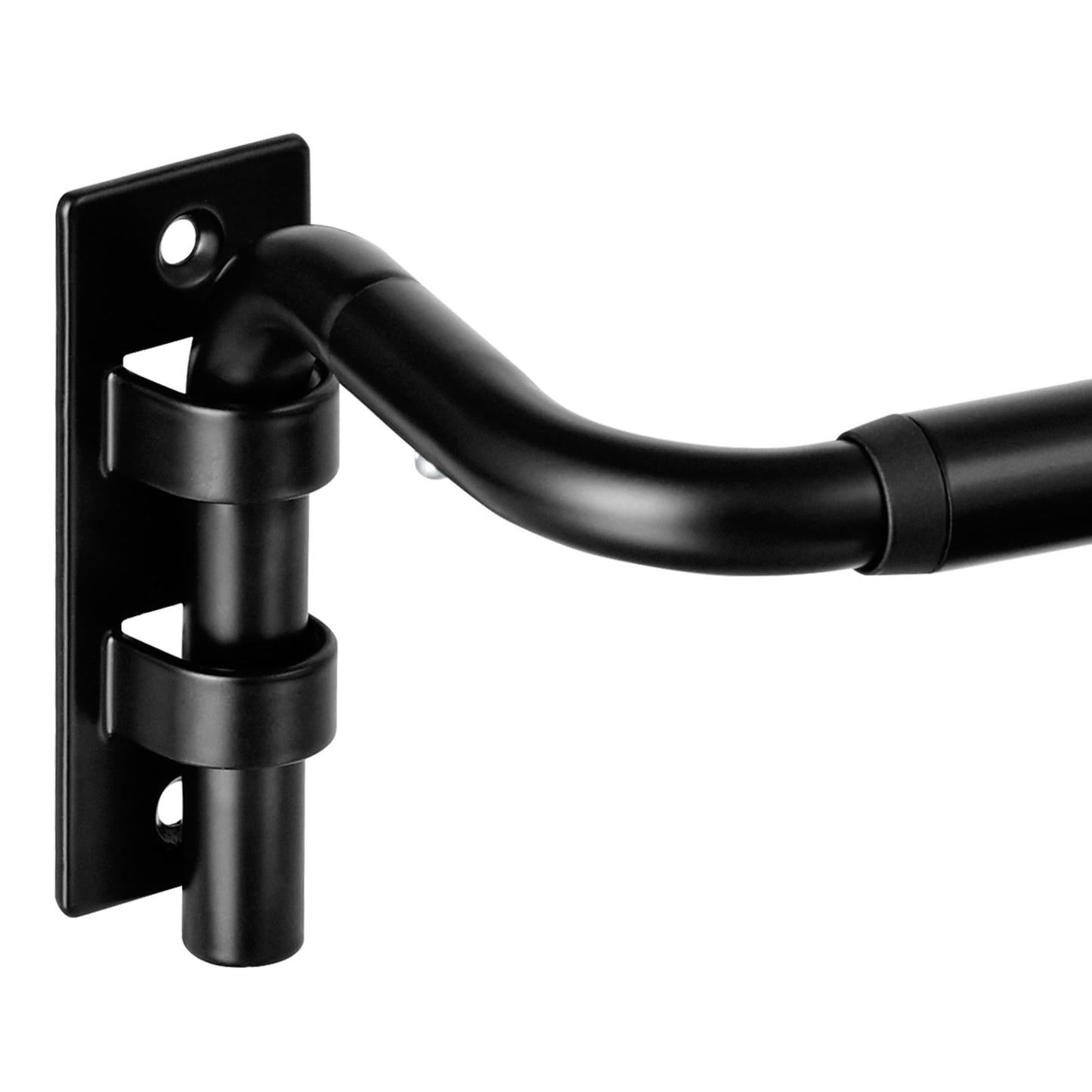 ENJOYBASICS Blackout Curtain rod for windows 48 to 84, 5/8 in Wrap Around Curtain Rods for Bedroom, Living Room, Adjustable from 30 to 86 Inches, Matte Black