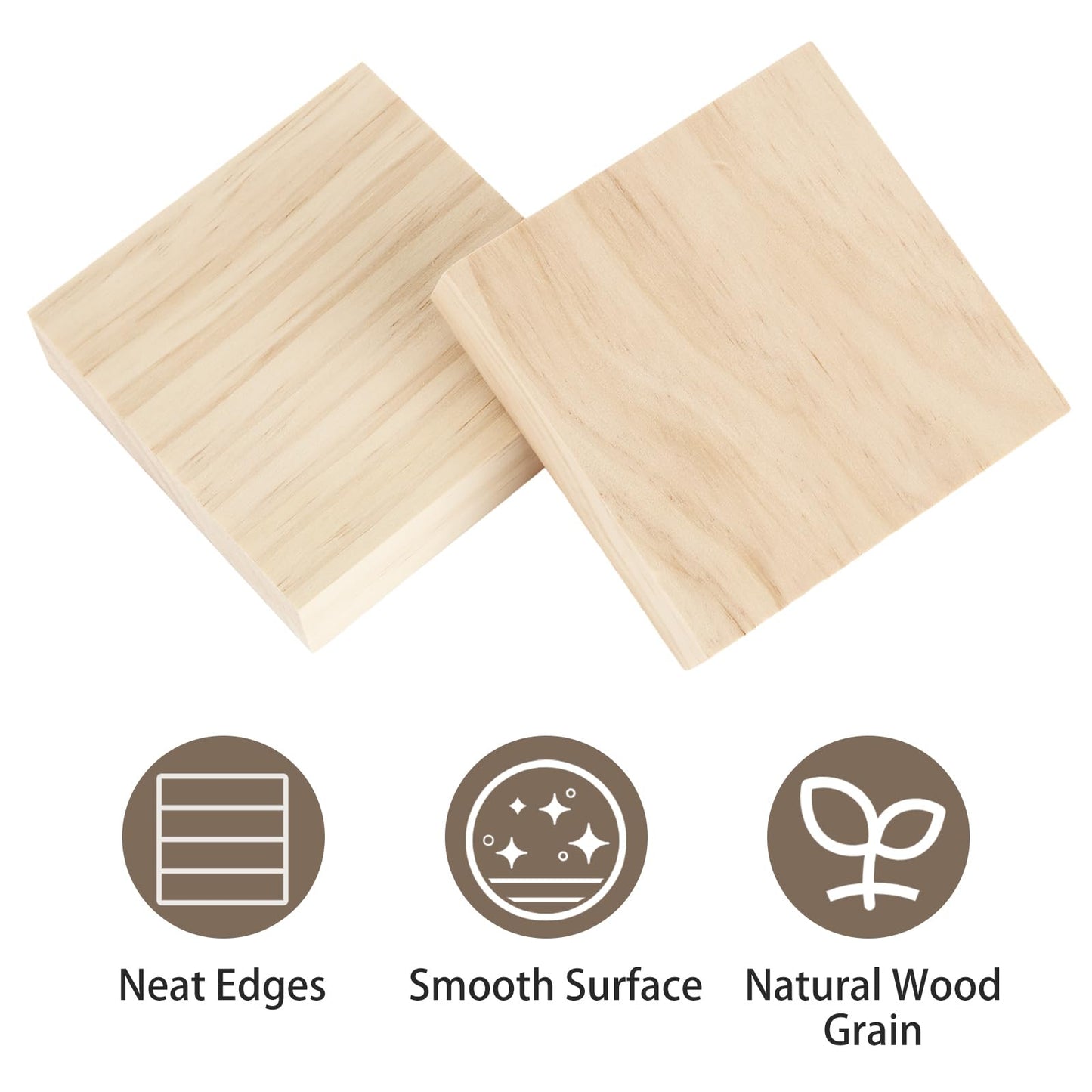 Acrux7 20 Pack 4x4x1 Inch Wood Squares, Unfinished Wooden Panels, Blank Natural Pine Wooden Boards for Crafts, Painting, Laser Engraving, Wood Burning, DIY Coasters