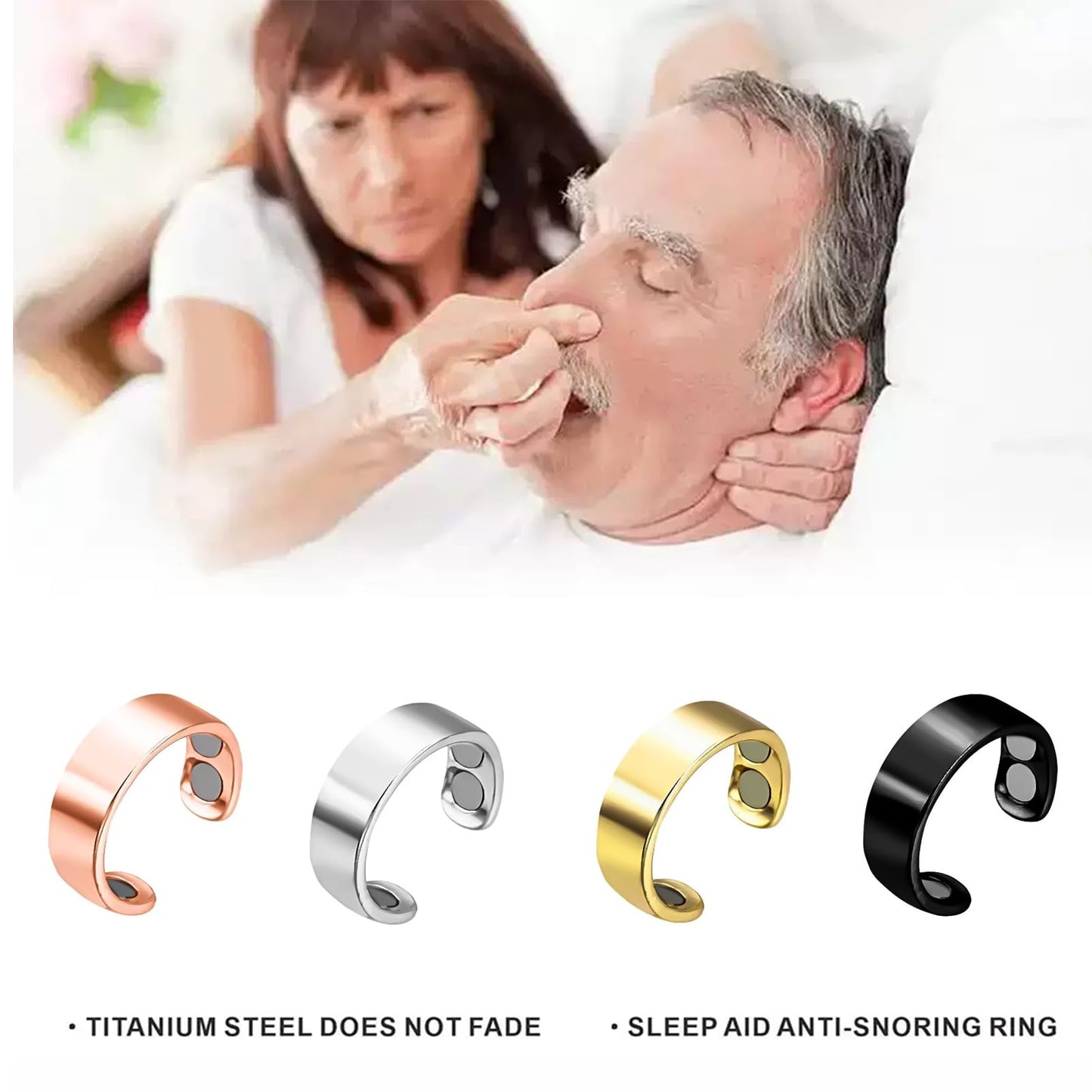NUBLIXIP 4PCS Magnetic Acupressure Rings for Women, Migraine/Anti Snoring/Fatigue Relief Sleep Aid Lymphatic Therapy Ring