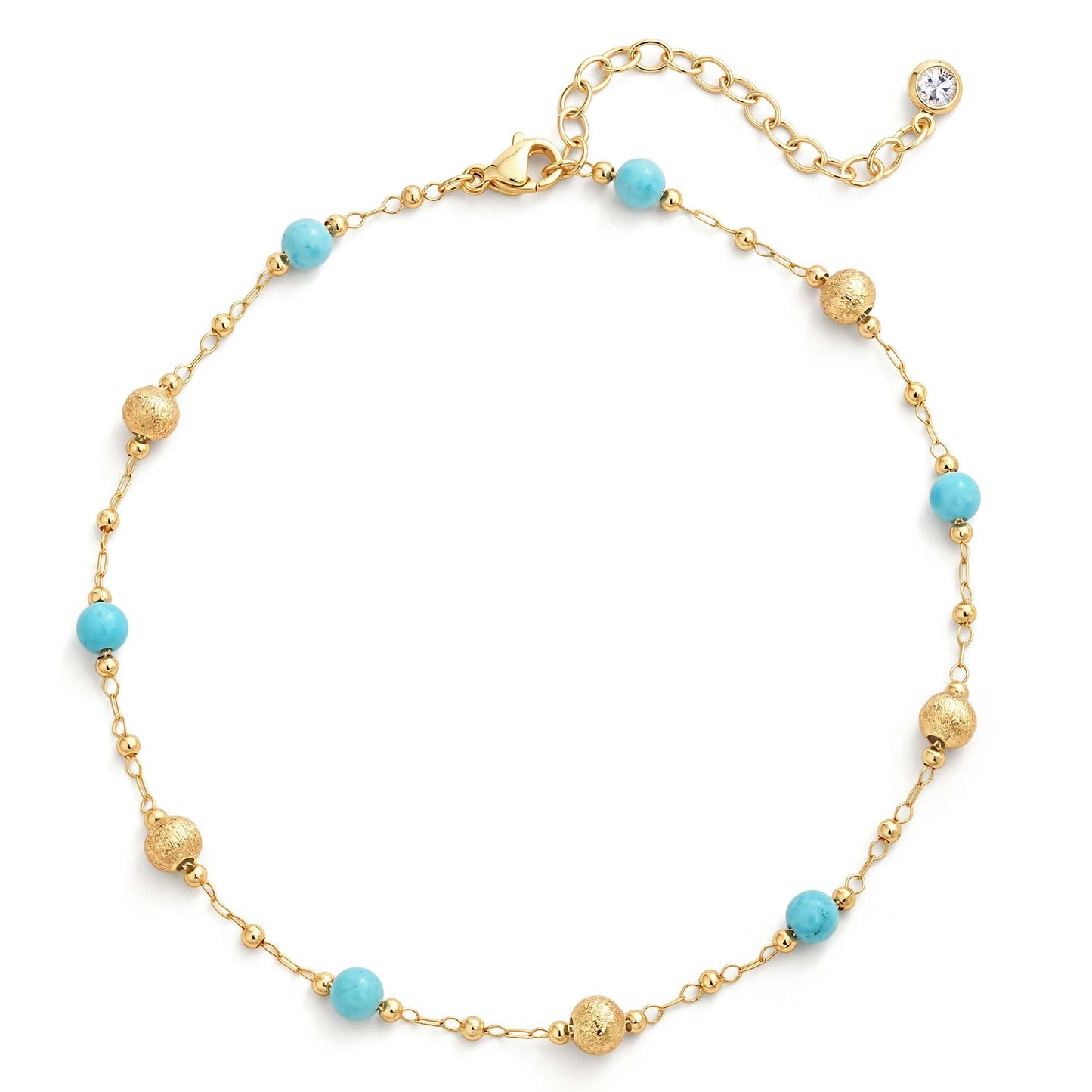 MTMY Gold Anklets for Women 14K Gold Plated Tiny Bead Anklet Green Rose Colorful Cubic Zirconia Tassel Foot Chain Dainty Adjustable Cute Summer Beach Boho Anklets Jewelry(turquoise ball)