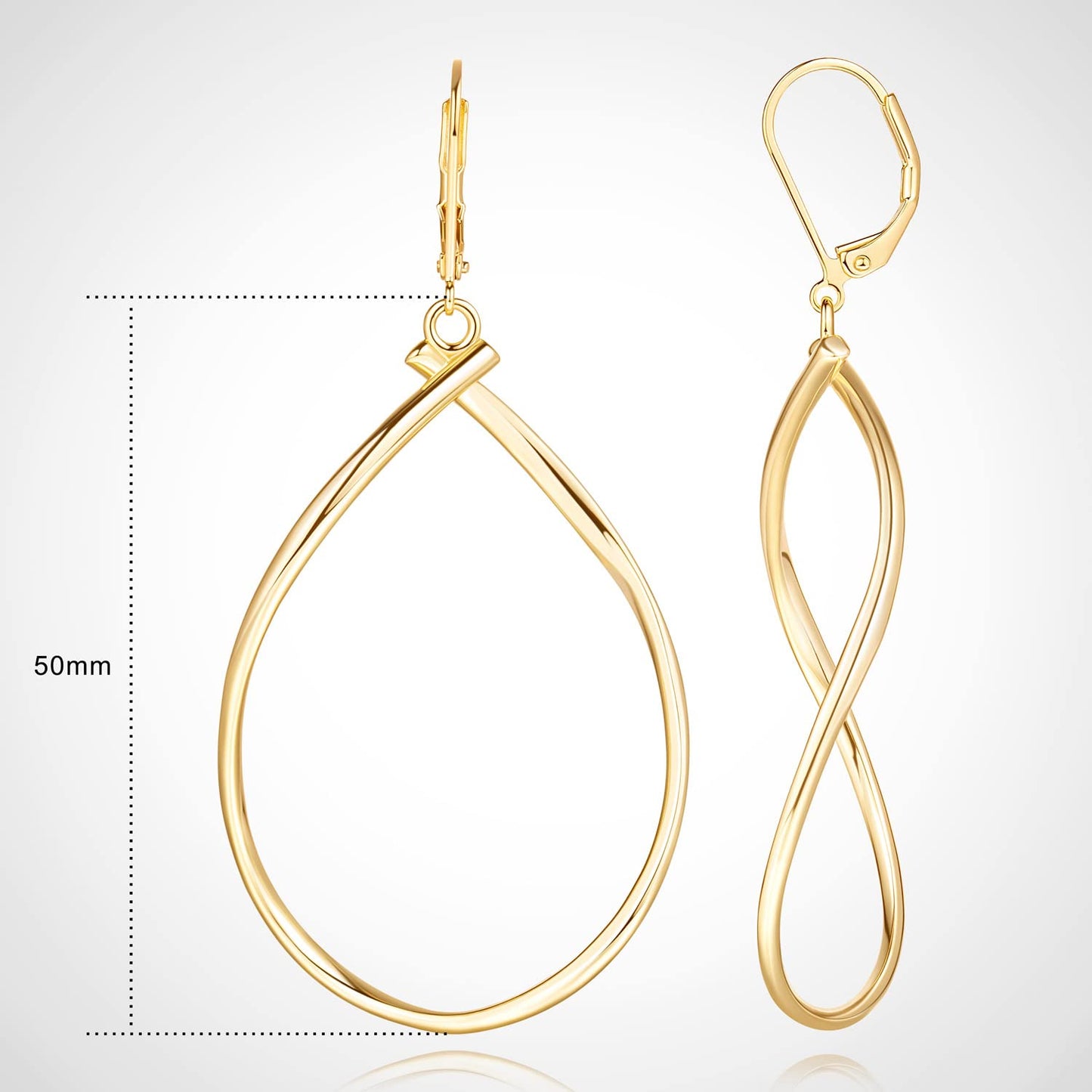 Degerde Gold Earrings for Women 14K Gold Hoop Earrings for Women Gold Hoop Dangle Drop Earring for Womens Hoops Twisted Infinity Big Hoops Earring for Womens 50mm