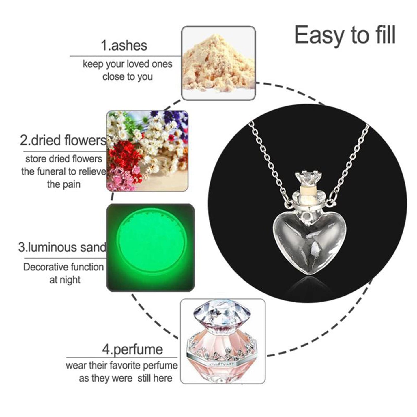 Women Long Necklace Clear Glass Aromatic Water Essential Oil Diffuser Bottle Natural Crystal Pendant for Girl Essential Oil Necklaces for