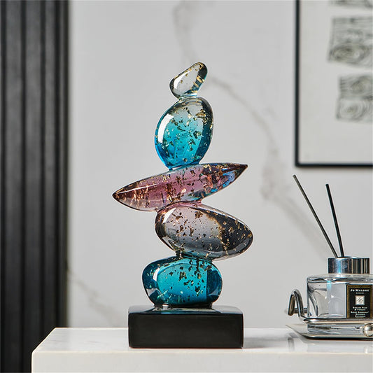 AWNR Resin Pebble Shape Sculpture Decor -Aesthetic Home Decor for Living Room, Office Desk, Shelf,Display,entryway,Housewarming Gifts