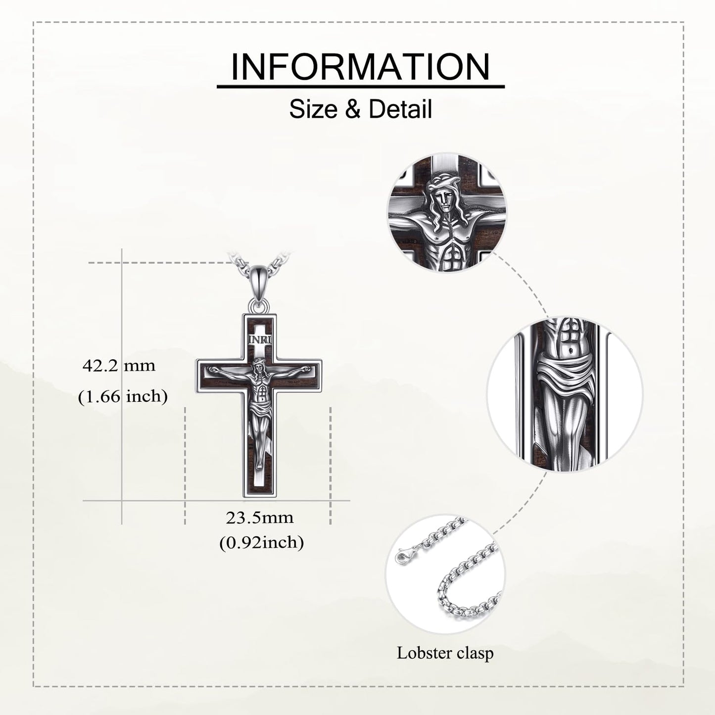 ONEFINITY Crucifix Cross Necklace Sterling Silver INRI Orthodox Cross Pendant Jesus Jewelry Gifts for Women Men
