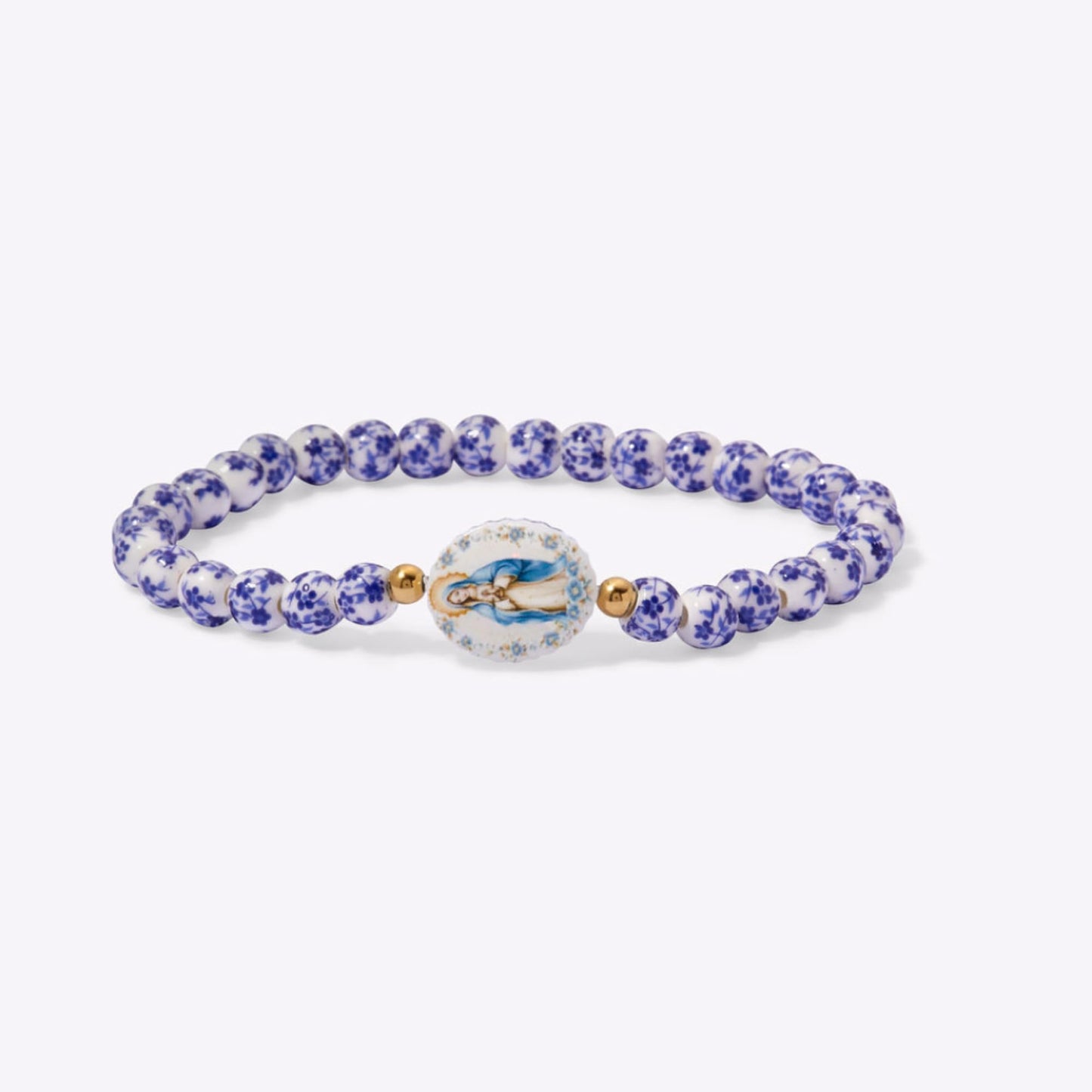 Holy Water Miraculous Mary Porcelain Bracelet in Gold