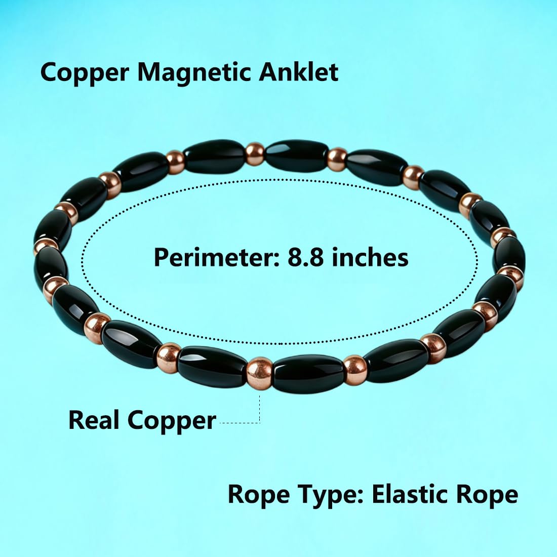 Copper Magnetic Anklets for Women Copper Magnetic Anklet Magnetic Therapy Anklet Magnet Birthday, Anniversay Gift, Lymphatic Drainage Magnetic Ankle Bracelet,Pulsera De Cobre Para Mujer for Parents For Mom 1Pack