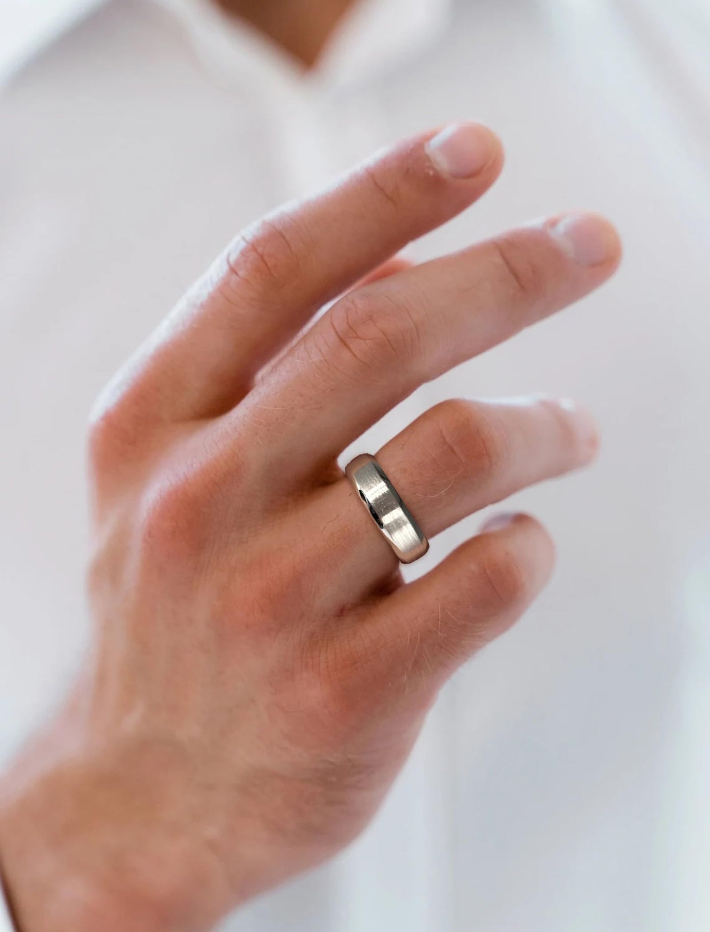 STARCHENIE 6mm Wedding Band, Solid 925 Sterling Silver Ring for Men, Brushed Matte Finish, Beveled Polished Edge, Comfort Fit Size 12