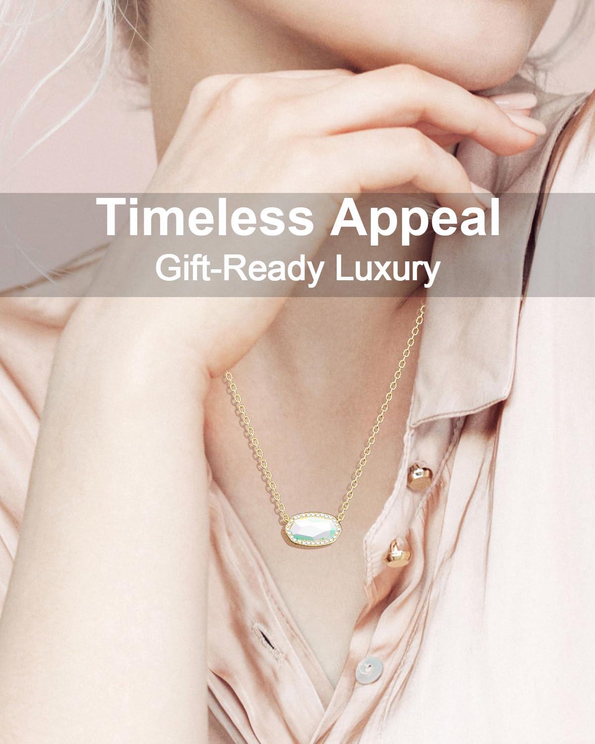 AICase 18K Gold Plated Pendant Necklace for Women,Diamond Rhinestone Dainty Fashion Jewelry,Anniversary Wedding Birthday Gifts for Women/MoM/Sister/Friends/Her/Wife/Grandma/Coworker_White