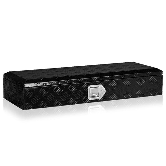34.5 Inch Aluminum Truck Box, Heavy Duty Truck Bed Tool Box, Waterproof Trailer Toolbox Storage Organizer Chest with Lock and Key for Pickup Bed RV Motorcycle, Black (34.5"X13"X6.5")