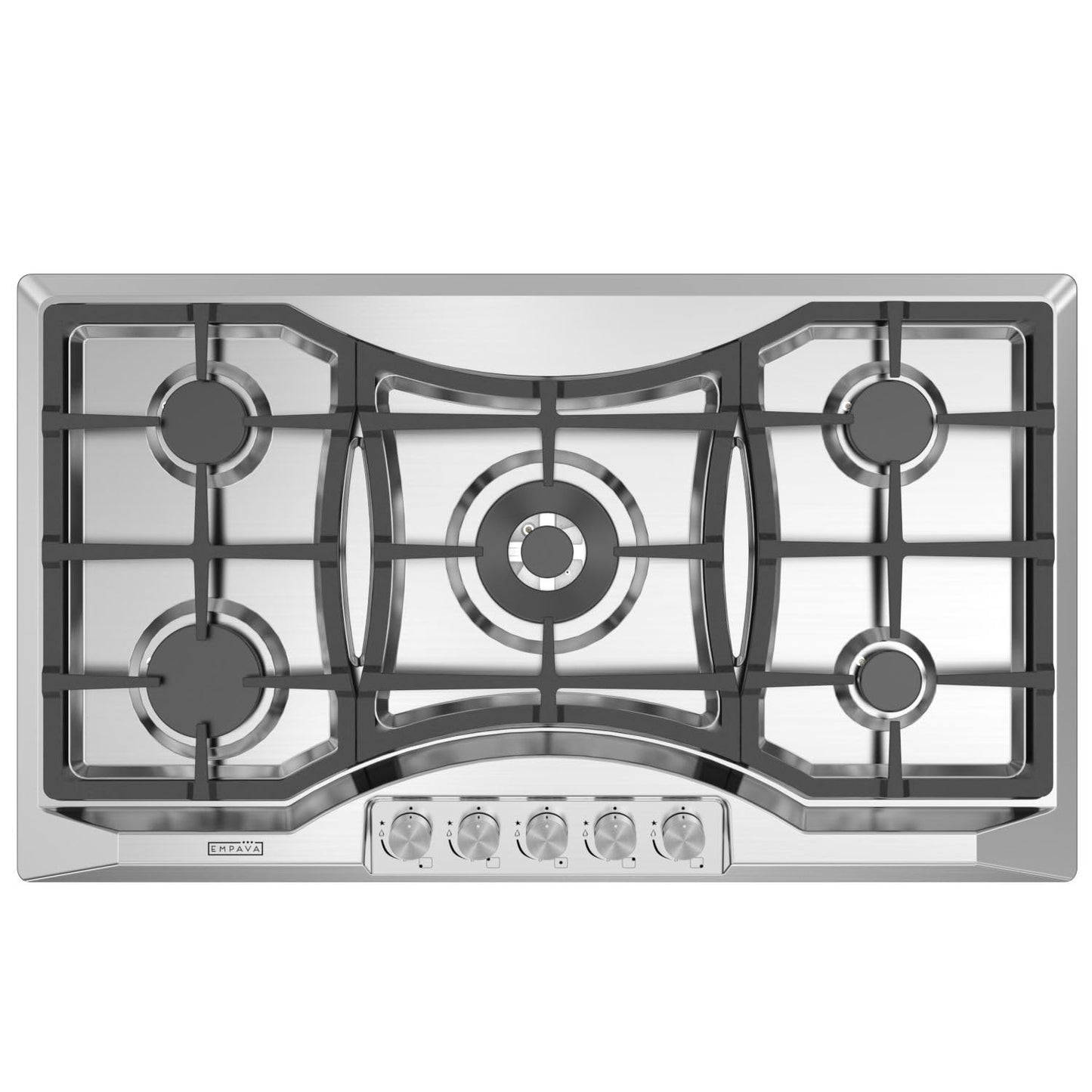 Empava 36 in. Gas Stove Cooktop 5 Italy Sabaf Sealed Burners NG/LPG Convertible in Stainless Steel, 36 Inch
