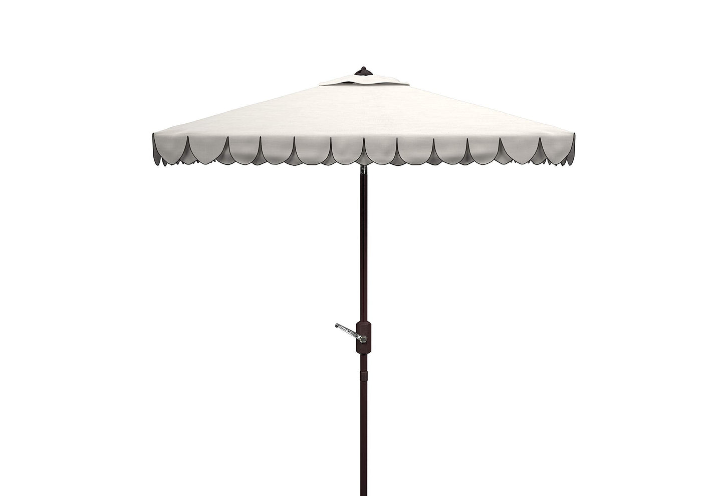 SAFAVIEH 7.5ft Outdoor Patio Umbrella, Square, Valance, Ivory & Black, Auto Crank Tilt, UV Resistant for Deck, Backyard, Poolside (PAT8406E)